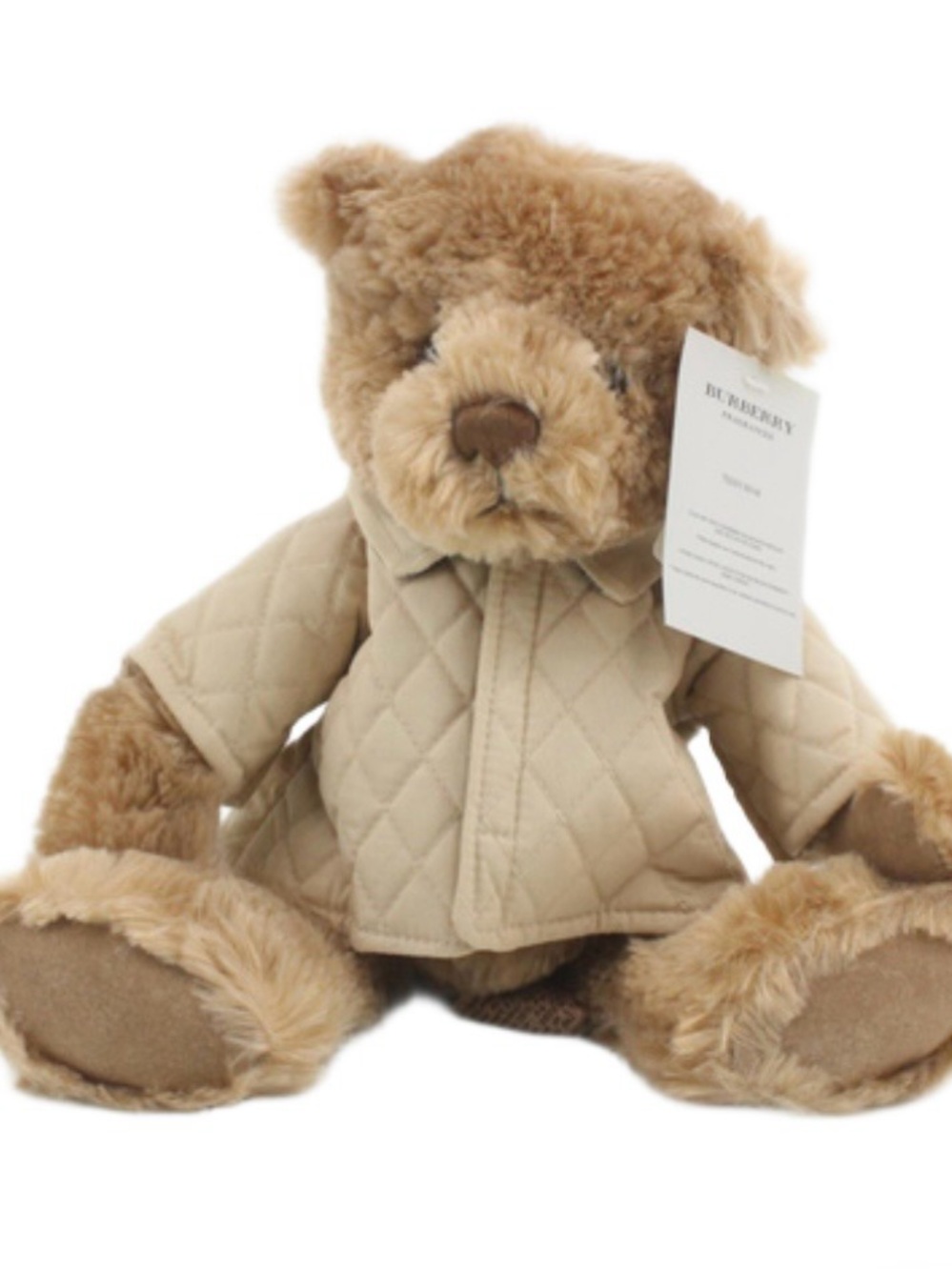Burberry Tan Plush Teddy Bear in Quilted Jacket